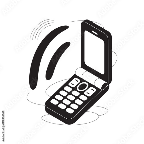 Retro flip phone ringing icon