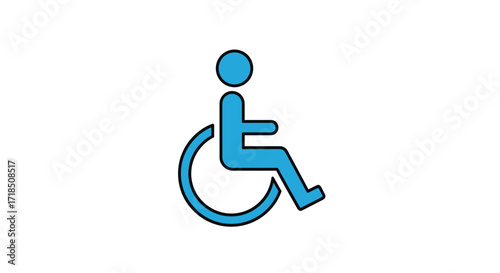 Icon Vector SVG Design with Disability Symbol in Blue Simple Flat Style