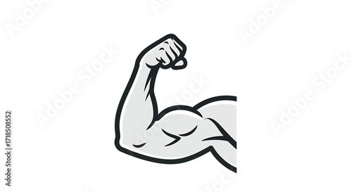 Illustration Vector SVG of Arm Bicep Flexing with Gray Tones Clean Line Design