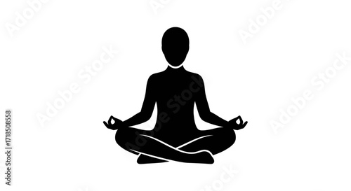 Yoga Pose Vector SVG Design with Meditation Figure in Silhouette Style