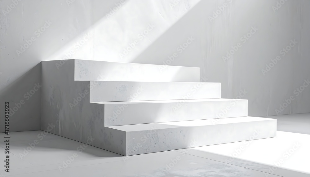 Obraz premium White marble steps in a bright room