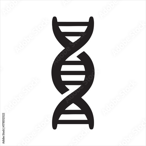 Iconic DNA Double Helix Illustration Representing Genetics Biology and Scientific Research Black and White Minimalist Style Graphic Depiction of Deoxyribonucleic Acid Molecule