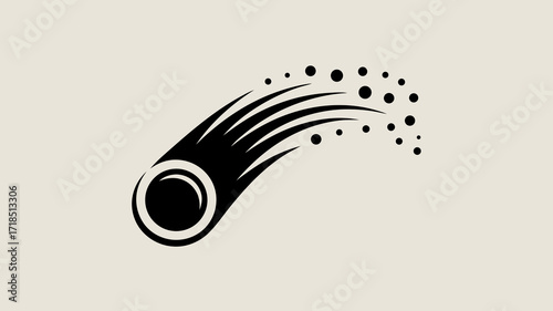 Elegant black comet design on cream background to represent space abstract idea