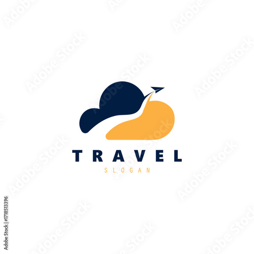 Tour and travel logo with paper plane design template vector
