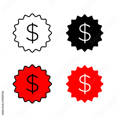 Price Icon . in stroke, black and colored vectors collection isolated on white background.