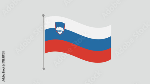 Slovenian flag waving proudly on grey background symbolic of national pride