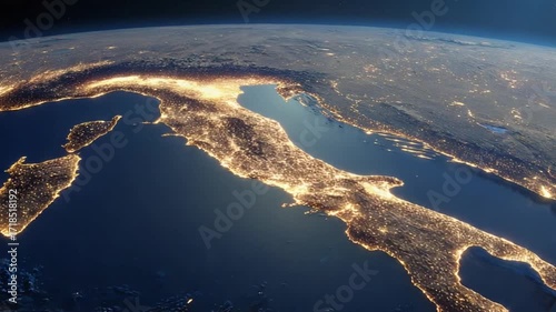 Italy nighttime satellite view