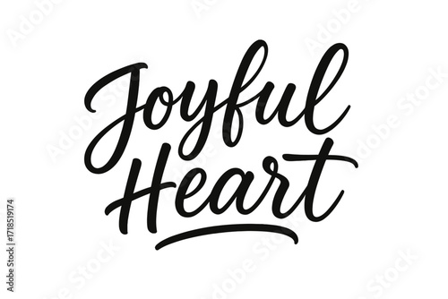 Joyful Heart Calligraphy. Joyful Heart ? Script Hand-Lettering, flowing semi-cursive brush strokes with smooth connectors, slightly rising baseline, expressive