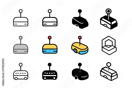 AGV Logo Variations. Set Logo of Factory automation system: Automated guided vehicle (AGV). Logo set in vector style, emblematic variations. line, bold thick