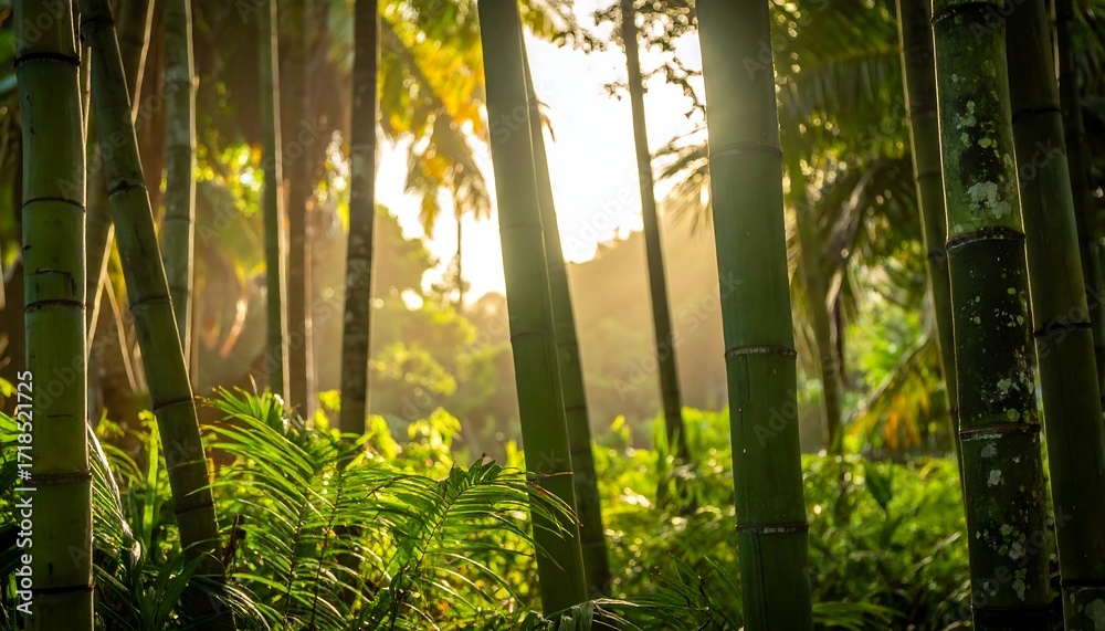 Fototapeta premium Sunlight filtering through bamboo forest