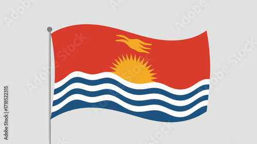 Flag of Kiribati waving in the wind symbolizing national pride and patriotism