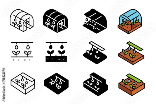 Drip Irrigation Icons.