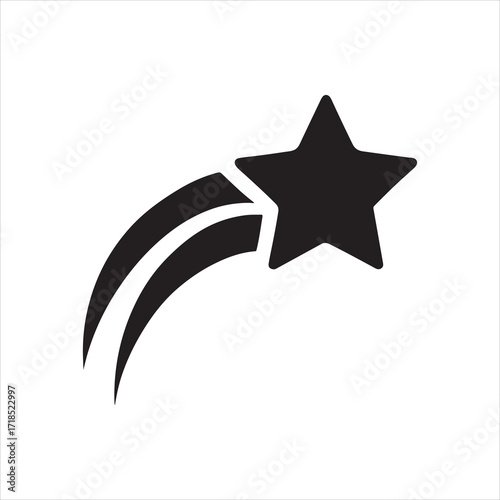 Black Shooting Star Trail Vector Illustration with a Minimalist Design for Celebrations and Decorative Elements perfect for Graphic Designers and Illustrators for use in various Design Projects