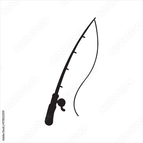 Fishing rod black and white illustration perfect for outdoorsmen anglers and fishing enthusiasts depicting recreation sport and a peaceful hobby for use in websites and print materials