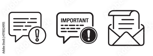 Important Message Icon, Alert Notification Symbol, Email Warning Design