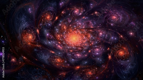 Colorful Spiral Galaxy In Deep Space