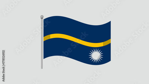 Free Download Vector Illustration of the Flag of Nauru Waving In The Wind Against a light Background. - GFXLoad