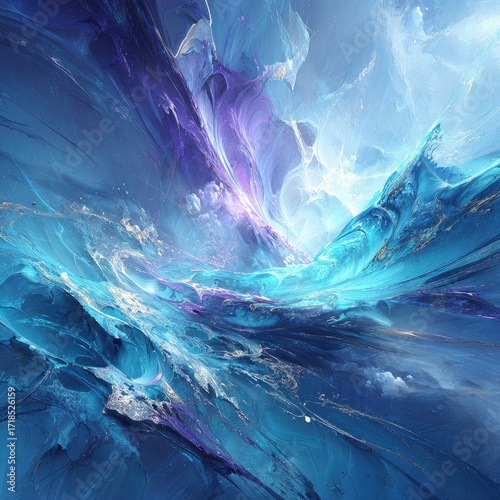 Abstract Digital Painting With Blue And Purple Colors