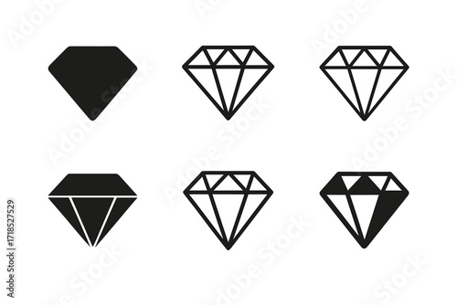 Gemstone Logo Variations. Jewelry. Set Logo of Jewelry: Gemstone cut. harmonious logo variations of the same emblematic concept, each with different artistic