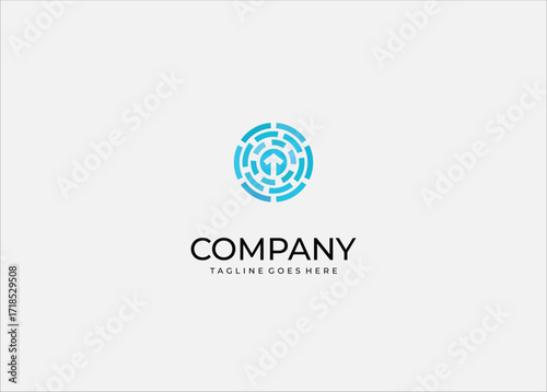 Maze labyrinth with upward arrow symbol representing direction focus progress strategy navigation leadership clarity determination guidance pathway solution decision making.