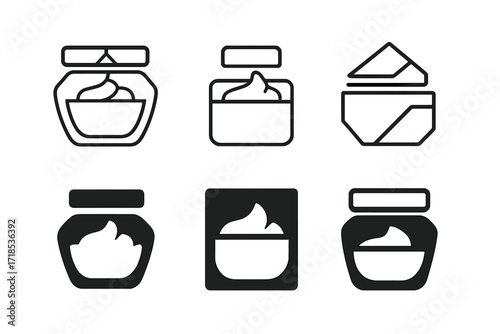 Skincare Logo Variations. Skincare. Set Logo of Skcare: Cream jar. harmonious logo variations of the same emblematic concept, each with different artistic