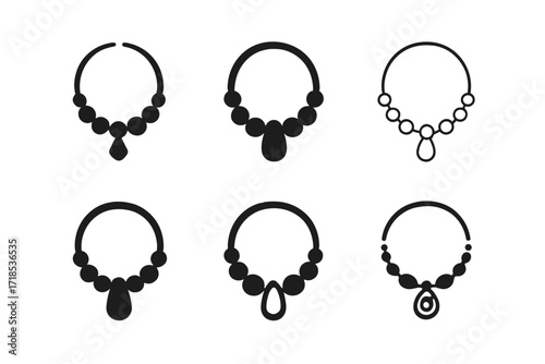 Stylish Necklace Logos. Fashion. Set Logo of Fashion: Necklace. harmonious logo variations of the same emblematic concept, each with different artistic