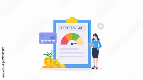 Credit score concept. Document with personal credit history. video animation 4k clip