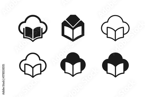 Harmonious Online Learning Logos. Online Learning. Set Logo of Online Learning: Cloud learning. harmonious logo variations of the same emblematic concept, each