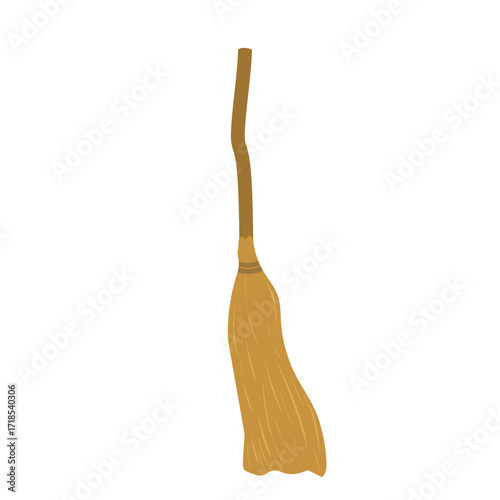 Hand drawn street broom illustration. Broom illustration