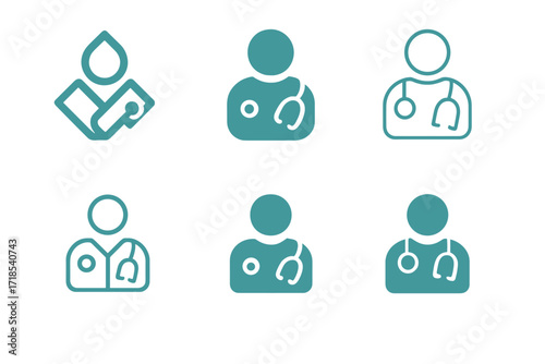 Healthcare Logo Variations. Healthcare. Set Logo of Healthcare: Medical staff icon. harmonious logo variations of the same emblematic concept, each with