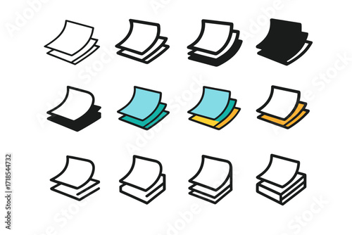 Handicrafts Logo Designs. Set Logo of Handicrafts: Handmade Paper. Logo set in vector style, emblematic variations. line, bold thick line, solid black filled,
