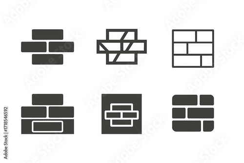 Concrete Wall Logos. Concrete walls. Set Logo of Concrete walls: concrete brick pattern. harmonious logo variations of the same emblematic concept, each with