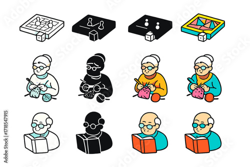 Elderly Recreation Icons.