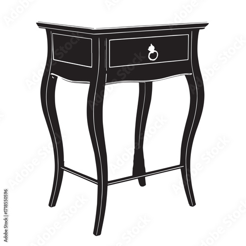 Black nightstand Silhouette Vector, High Quality Illustration on White Background