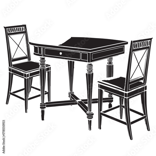 Black multipurpose furniture Silhouette Vector, High Quality Illustration on White Background