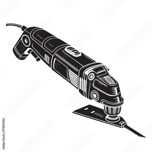 Black oscillating multi tool Silhouette Vector, High Quality Illustration on White Background