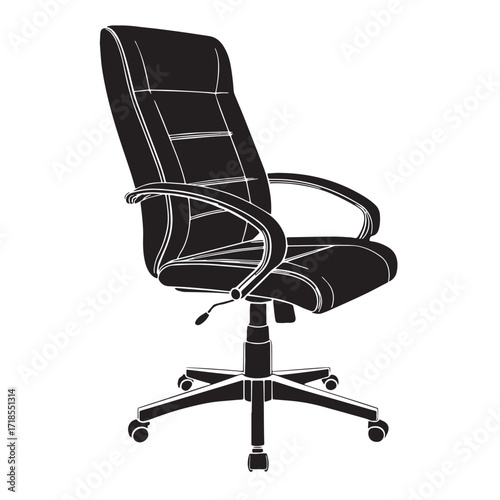Black office chair Silhouette Vector, High Quality Illustration on White Background