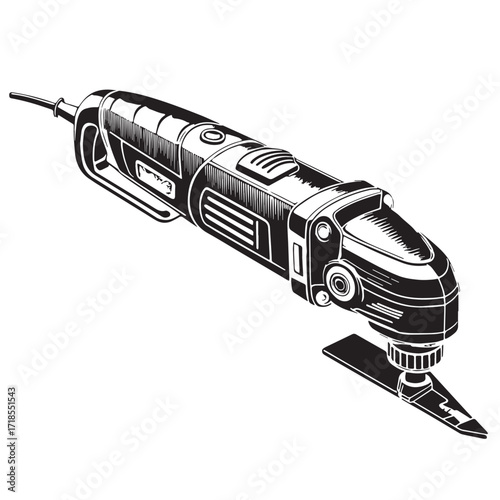 Black oscillating multi tool Silhouette Vector, High Quality Illustration on White Background