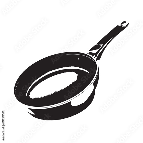 Black non stick frying pan Silhouette Vector, High Quality Illustration on White Background