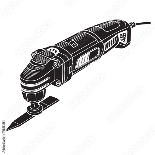 Black oscillating multi tool Silhouette Vector, High Quality Illustration on White Background