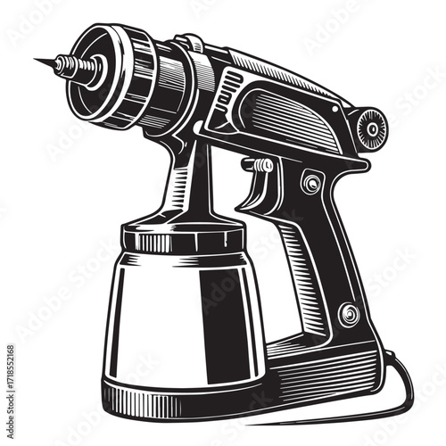 Black paint sprayer Silhouette Vector, High Quality Illustration on White Background