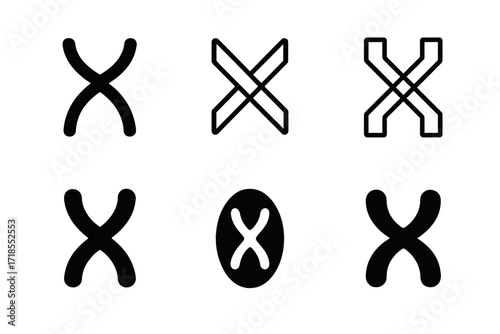 Genetics Logo Variations. Genetics. Set Logo of Genetics: Chromosome. harmonious logo variations of the same emblematic concept, each with different artistic