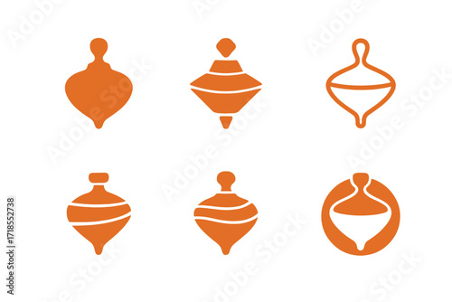 Spinning Top Logos. E-sports. Set Logo of E-sports: Keyboard keys. harmonious logo variations of the same emblematic concept, each with different artistic