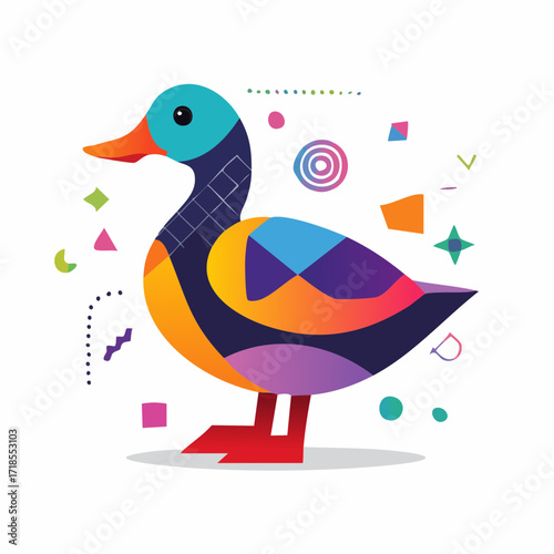 メンフィス柄でデザインしたカモアイコンベクター素材