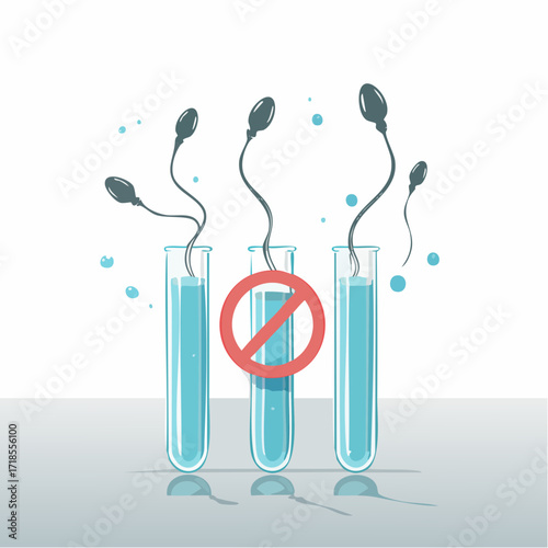 Sterilization and Infertility with Test Tubes and a 'No' Sign