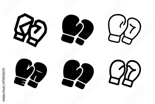 Boxing Glove Logos. Fitness. Set Logo of Fitness: Boxing gloves. harmonious logo variations of the same emblematic concept, each with different artistic