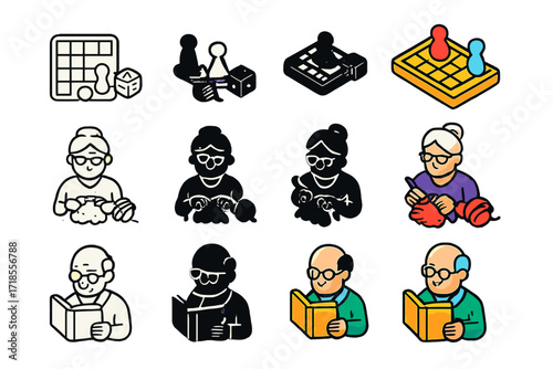 Elderly Recreation Icons.