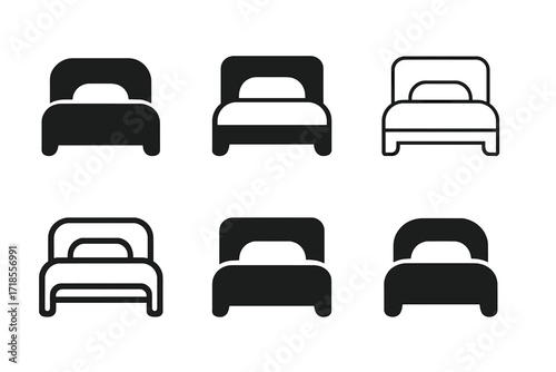 Interior Logo Variations. Interior Design. Set Logo of Interior Design: Bed. harmonious logo variations of the same emblematic concept, each with different