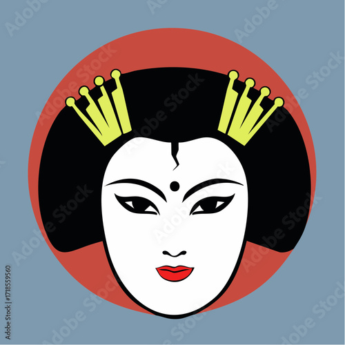 meiji-era porcelain geisha doll with kintsugi gold lines and cherry blossom accents – elegant cultural svg vector