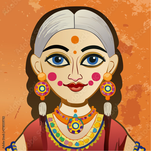 expressionist elder doll with impasto ochre strokes and dramatic crack – textured art svg vector